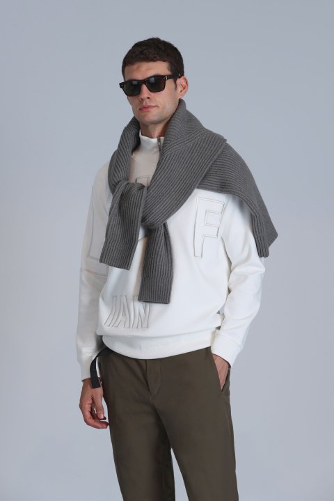 Focus Erkek Sweatshirt Kırık Beyaz - Lufian