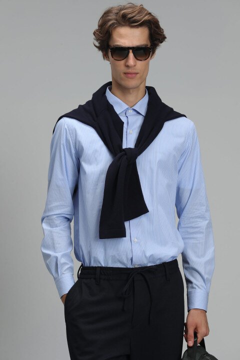 Fore Erkek Basic Gömlek Slim Fit Mavi - Lufian