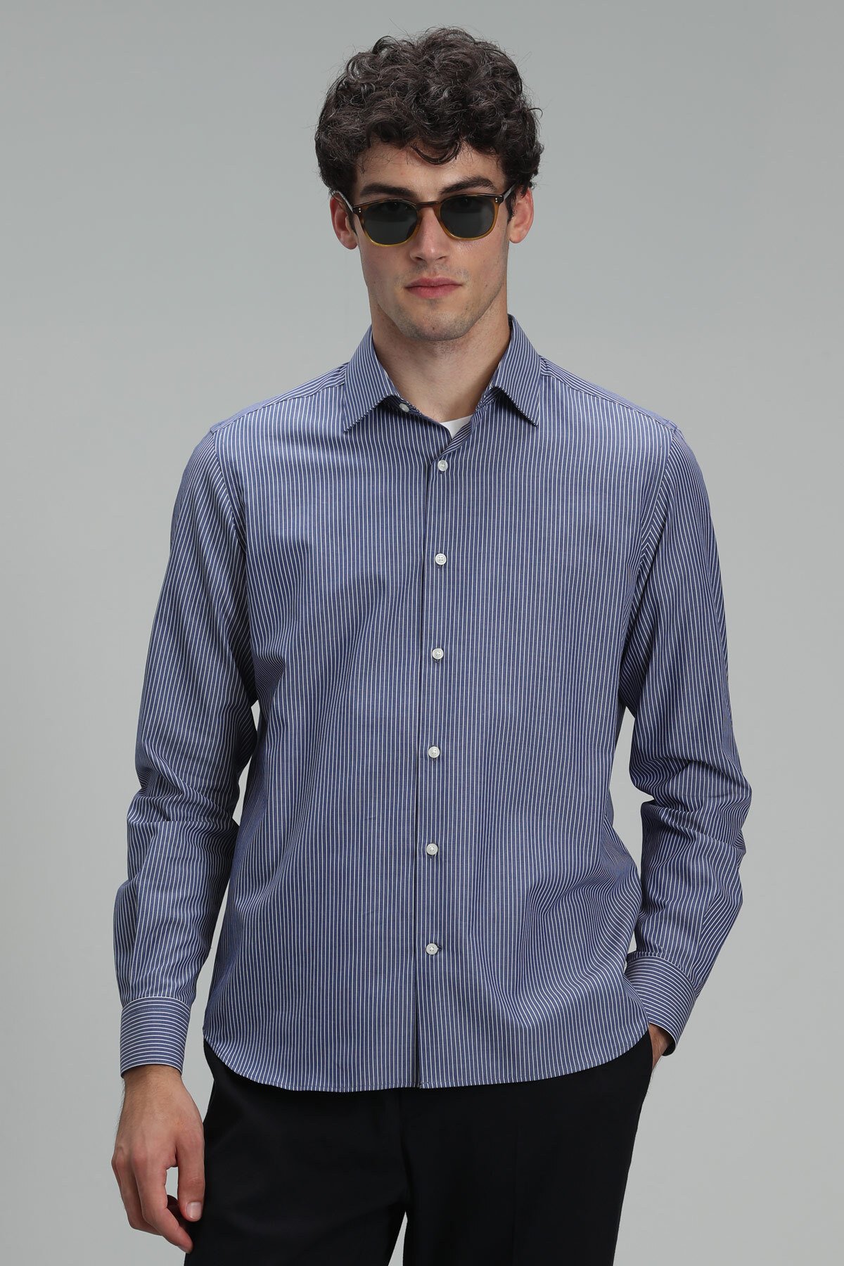 Fore Men Basic Shirt Slım Fıt Navy - Lufian