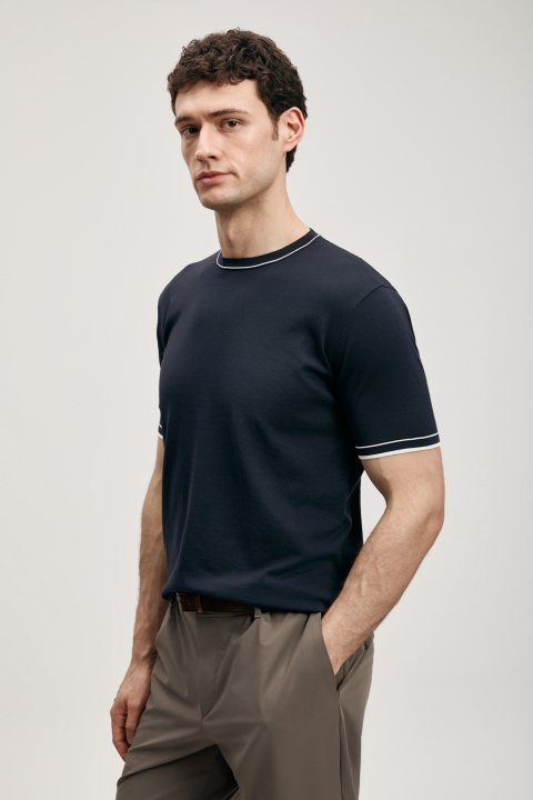 Foster Men's Coolmax® Sweater Dark Navy Blue - Lufian