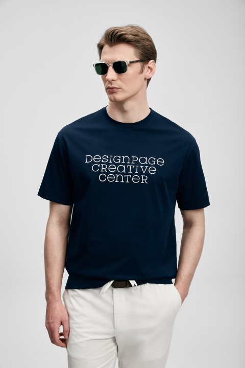 Frank Modern Grafik Tişört Lacivert - Lufian