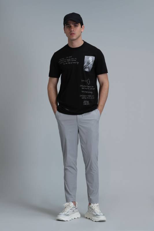 Fred Modern Grafik T- Shirt Siyah - 2