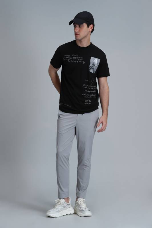 Fred Modern Grafik T- Shirt Siyah - 4