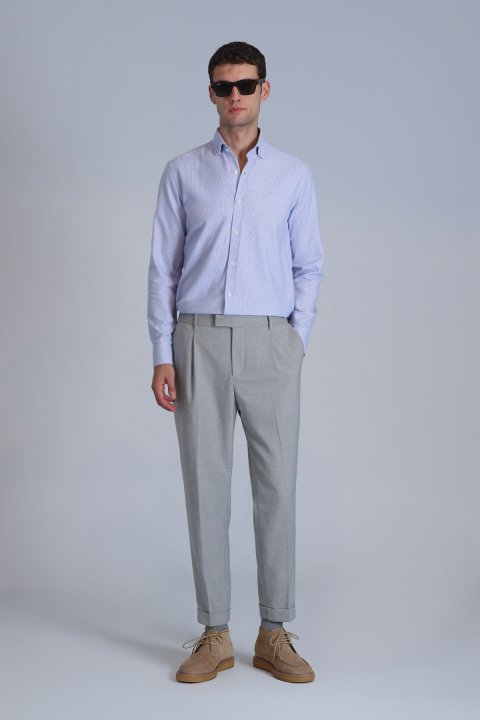 Frederik Men's Basic Shirt Slim Fit Light Blue - Lufian (1)