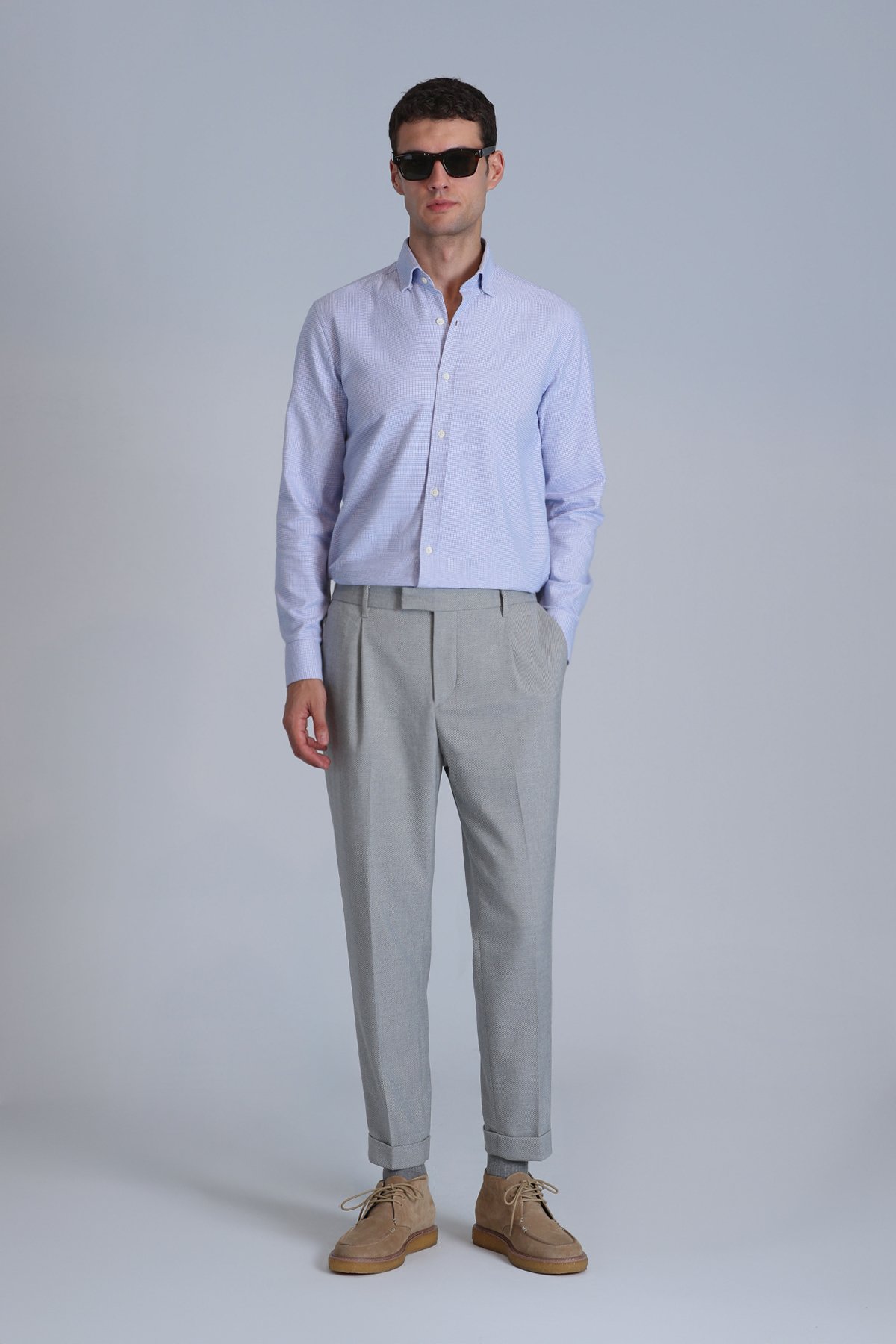 Frederik Erkek Basic Gömlek Slim Fit Açık Mavi - Lufian (1)