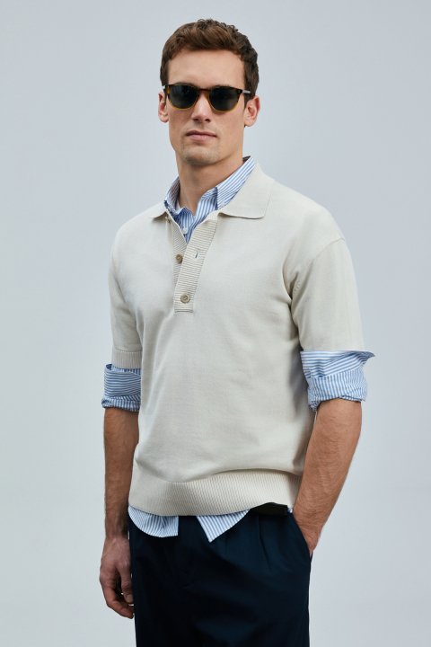 Fresh Men's Cotton Sweater Stone - Lufian