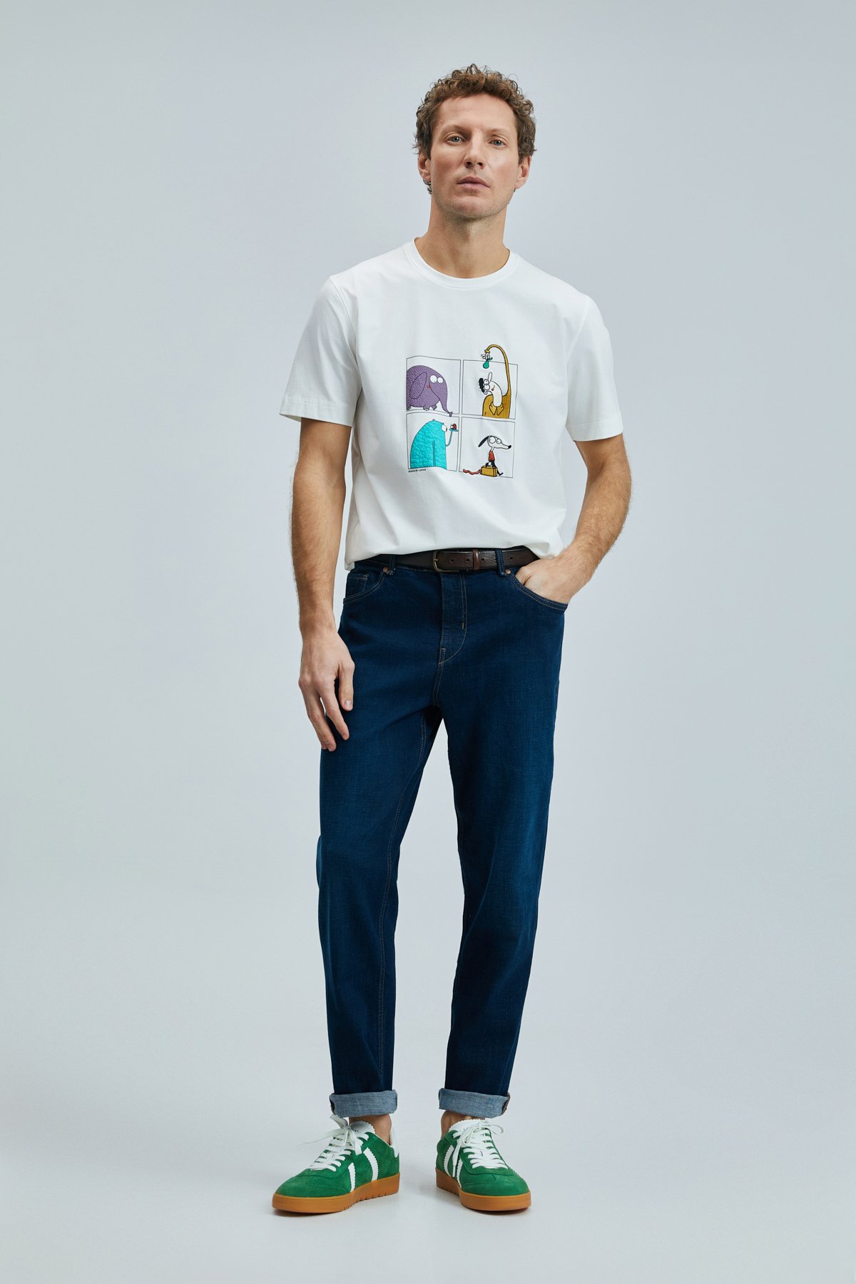 Funky Modern Grafik T- Shirt Kırık Beyaz - Lufian