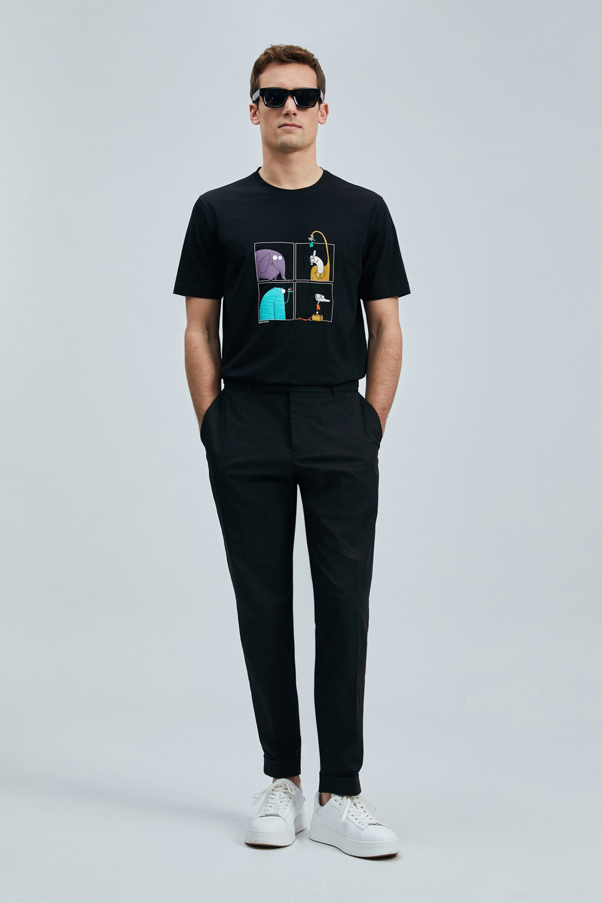 Funky Modern Grafik T- Shirt Siyah - Lufian (1)