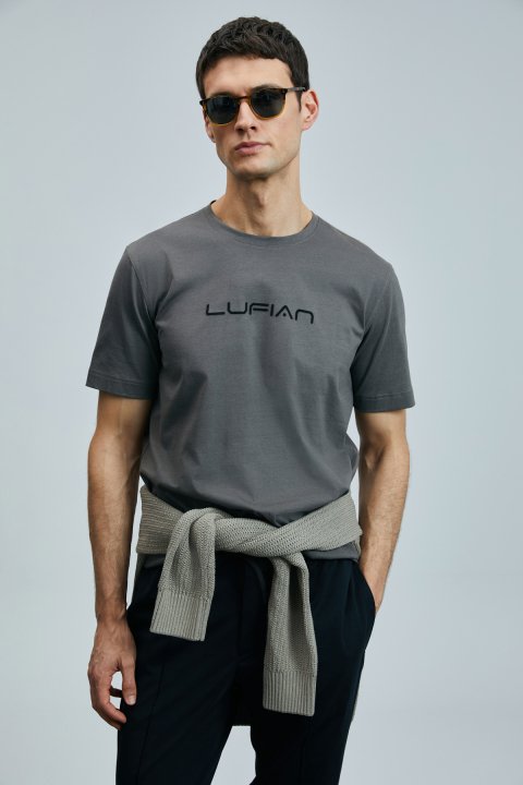 Fusıon Modern Grafik T- Shirt Kahverengi - Lufian