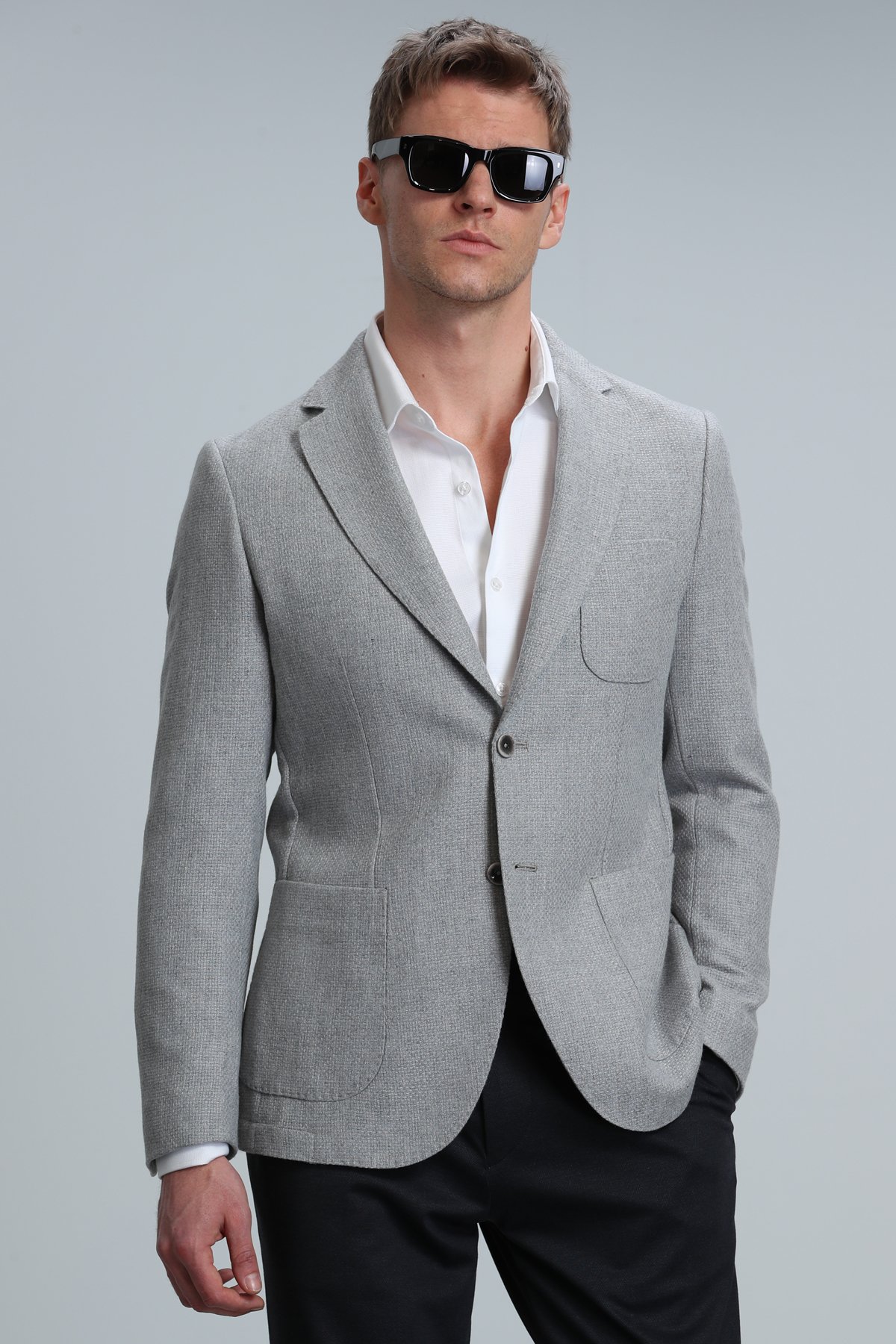 Gabrıel Spor Erkek Blazer Ceket Slim Fit Gri - Lufian