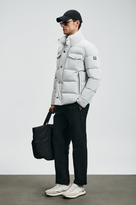 Genıous Goose Down Men's Coat Light Gray - LUFIAN