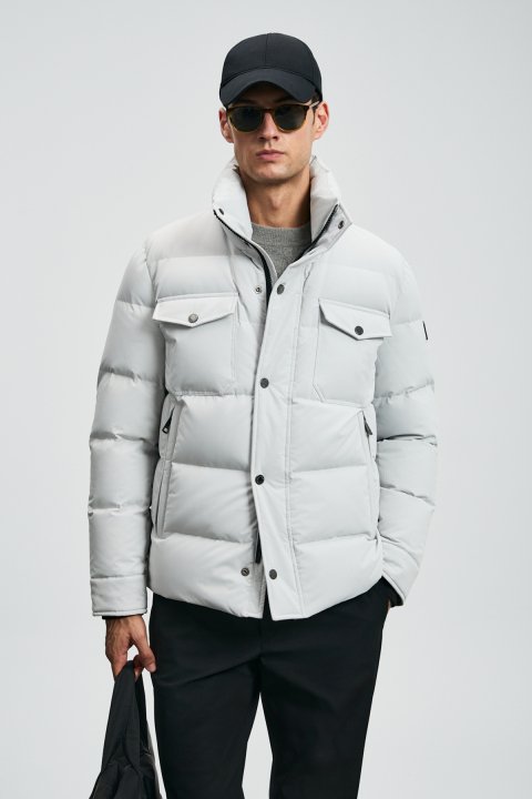 Genıous Goose Down Men's Coat Light Gray - LUFIAN (1)