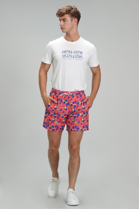 Geometrıc Erkek Deniz Şortu Turuncu - Lufian