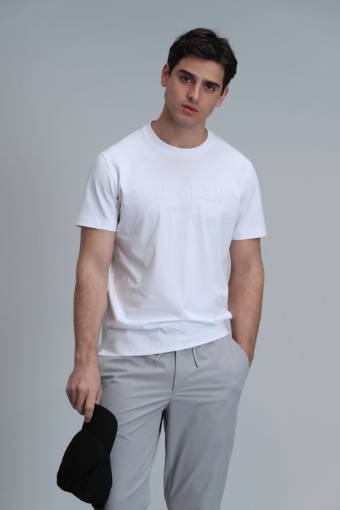 Gold Modern Grafik T- Shirt Beyaz - Lufian