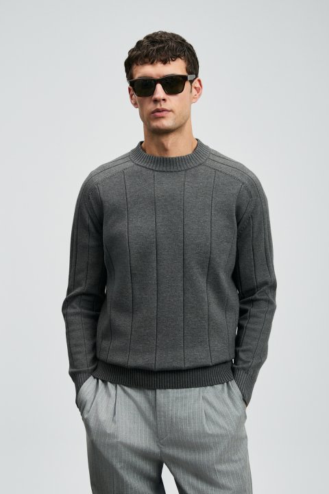 Grand Erkek Kazak Koyu Gri - Lufian