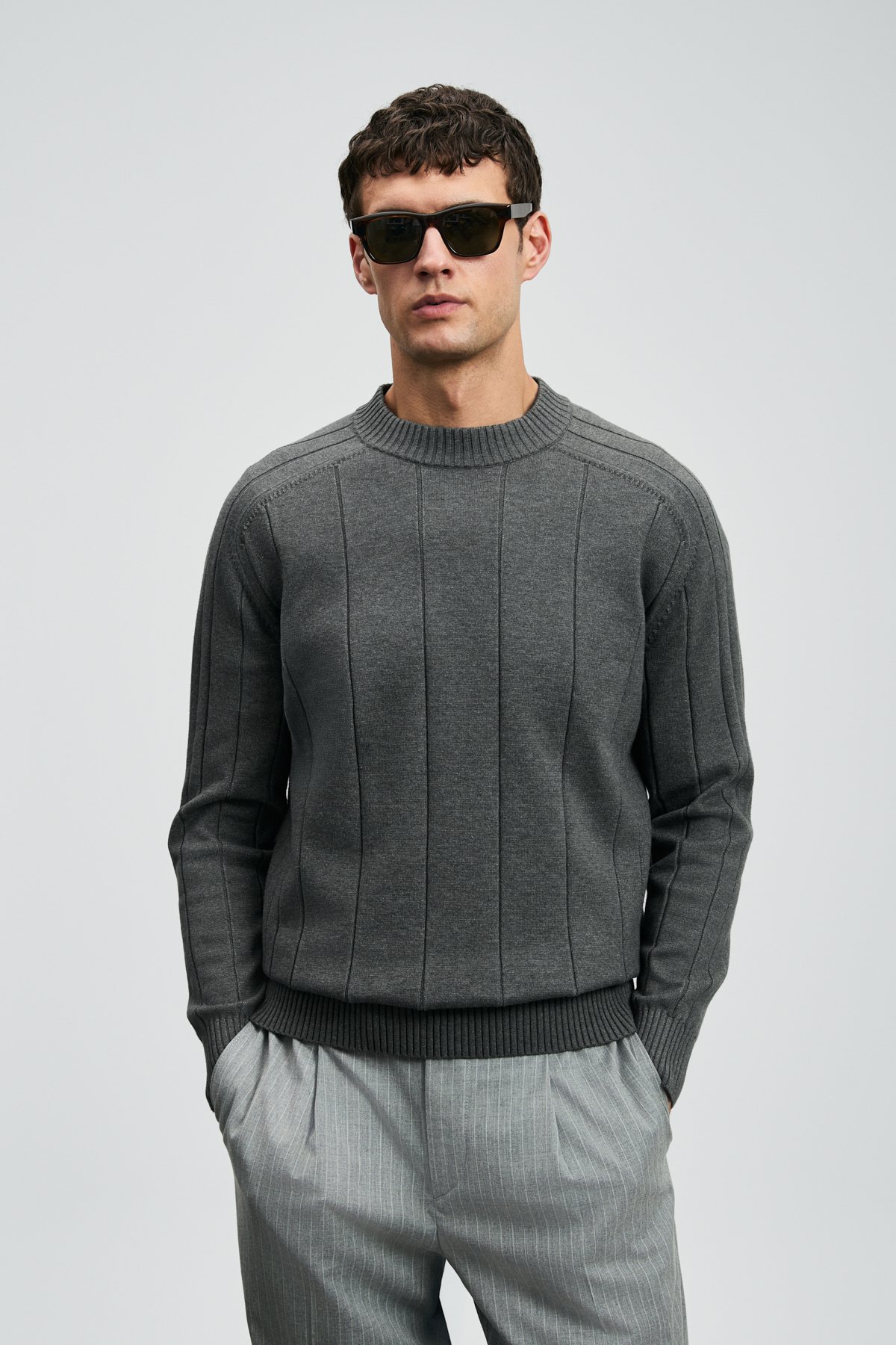 Grand Erkek Kazak Koyu Gri - Lufian