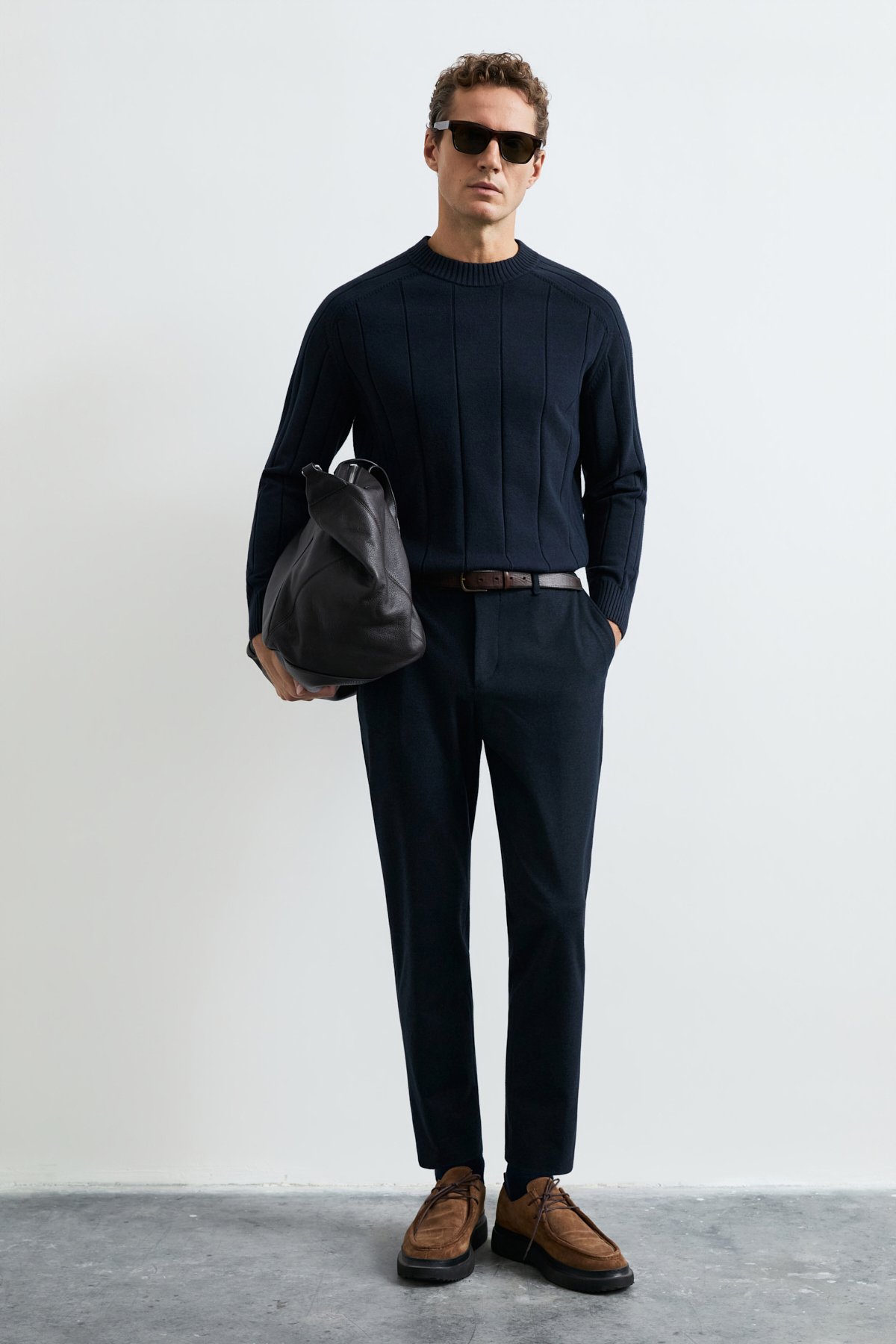 Mens Sweater Navy - LUFIAN