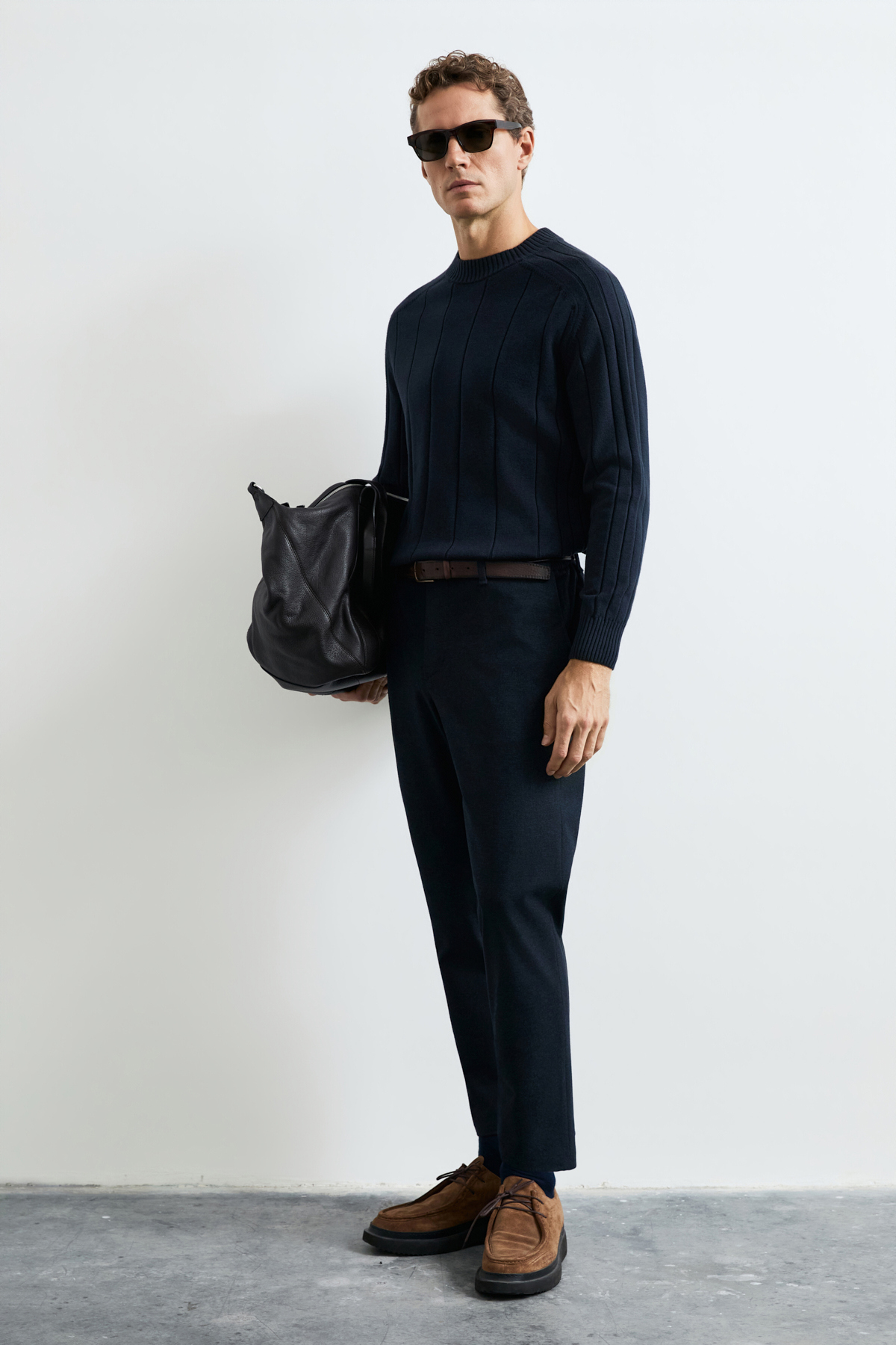 Mens Sweater Navy - LUFIAN
