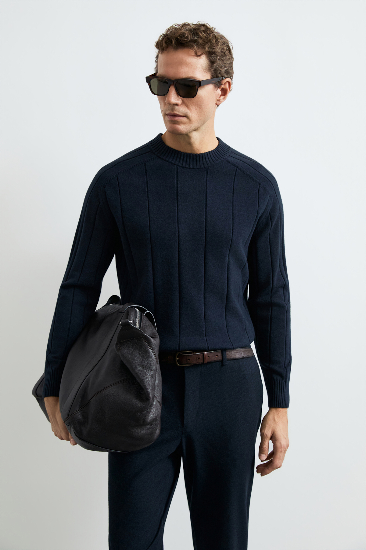Mens Sweater Navy - LUFIAN