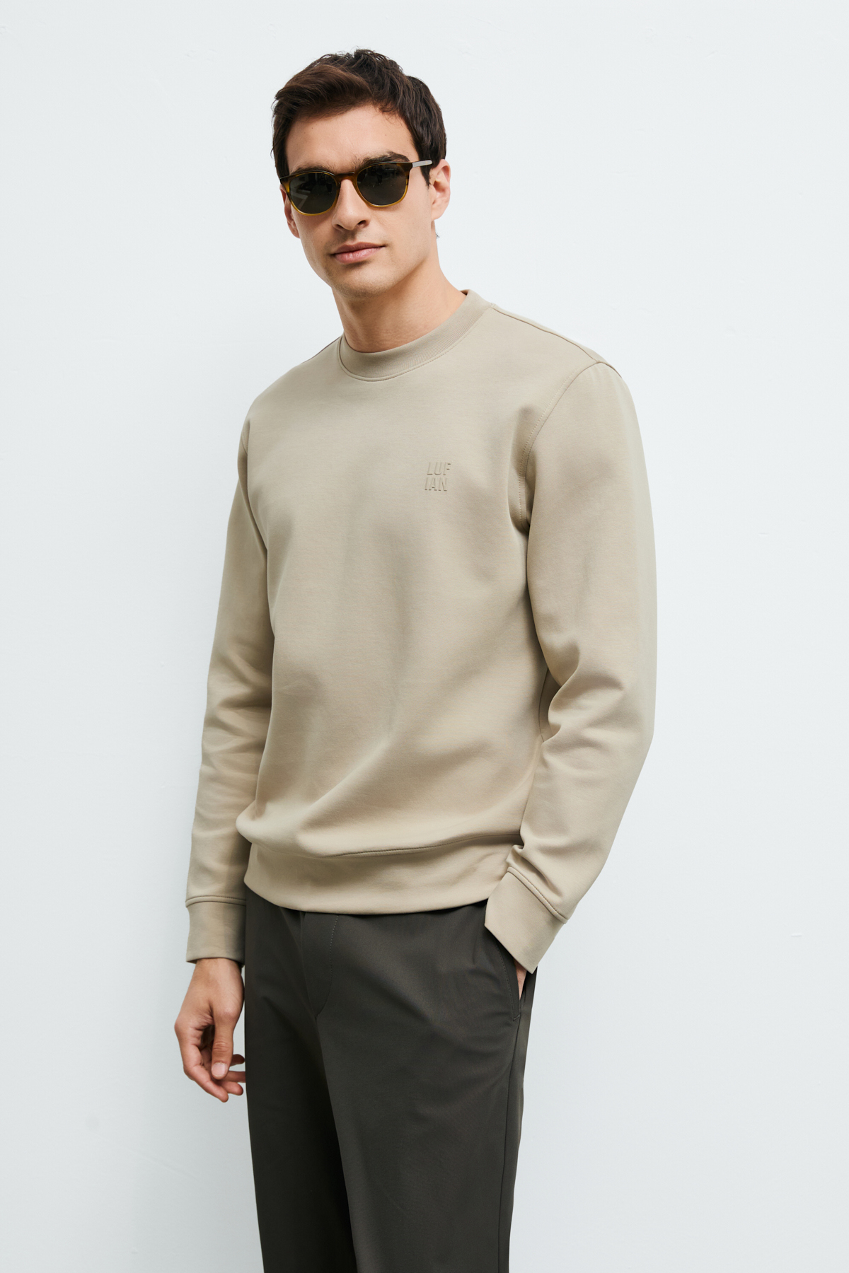 Male Sweatshirt Beıge - Lufian