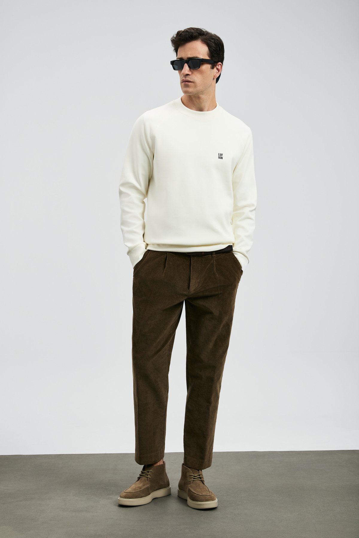 Grant Erkek Sweatshirt Kırık Beyaz - Lufian