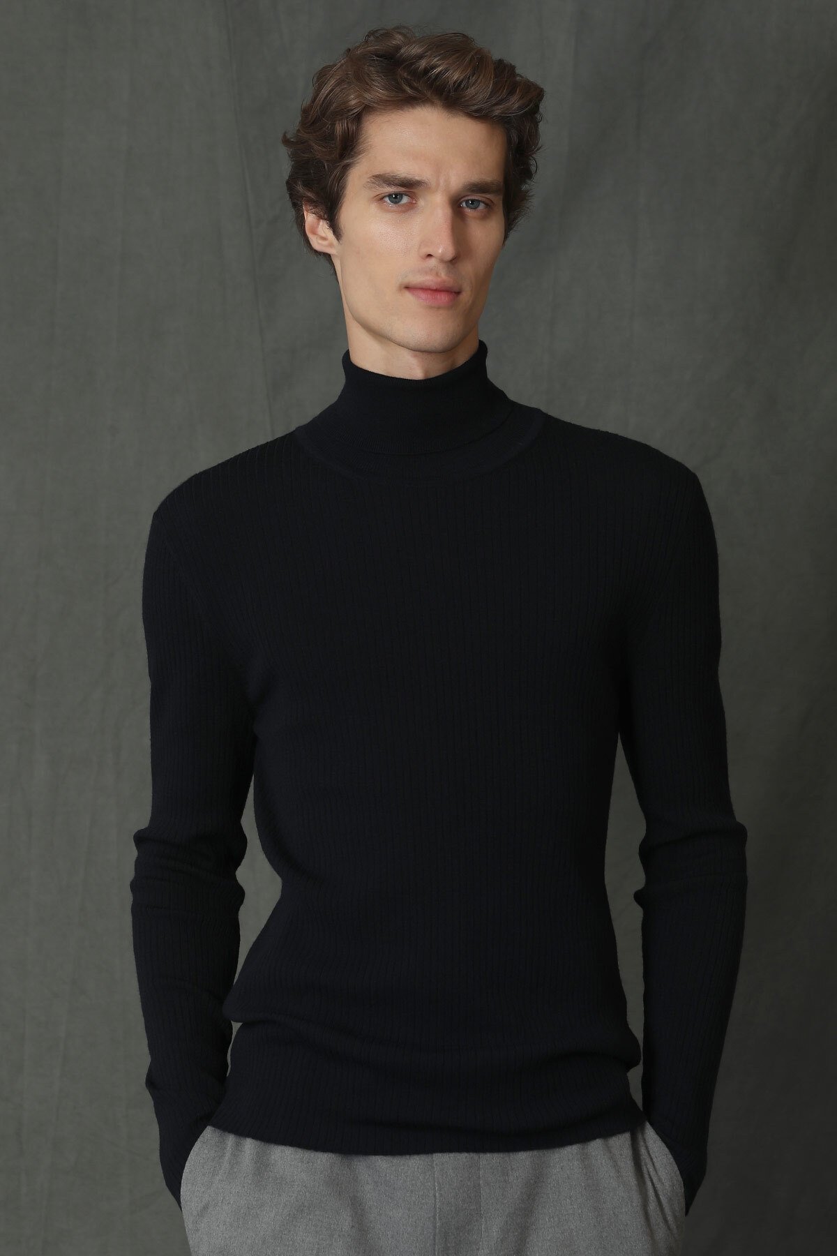 Grant Tam Balıkçı Erkek Kazak Lacivert - Lufian