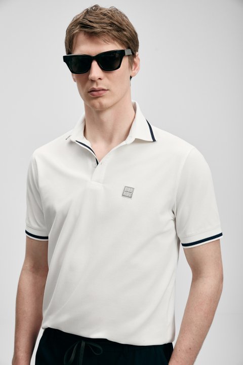 Grom Smart Men's Polo T-Shirt Off White - Lufian