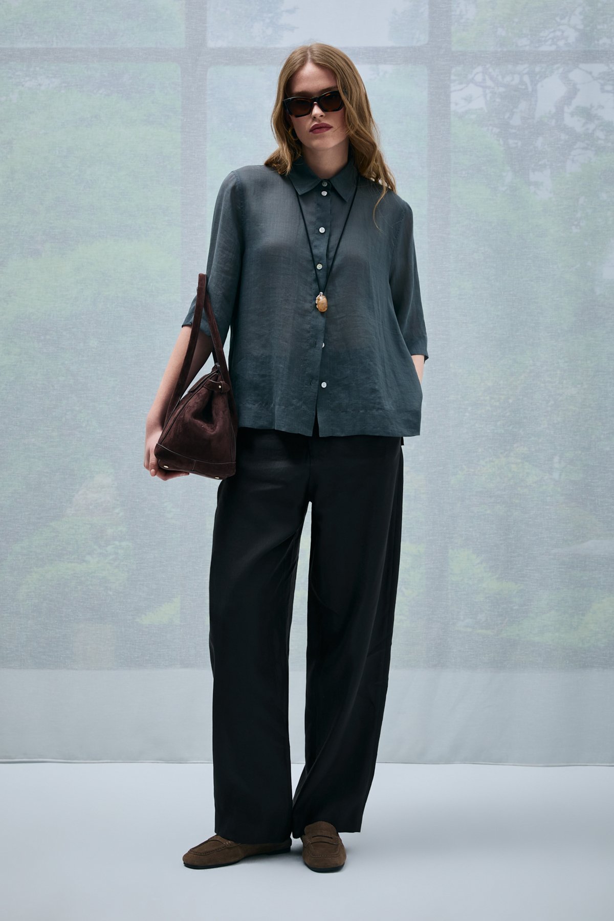 Hanna Kadın Gömlek Nefti Yeşil - Lufian