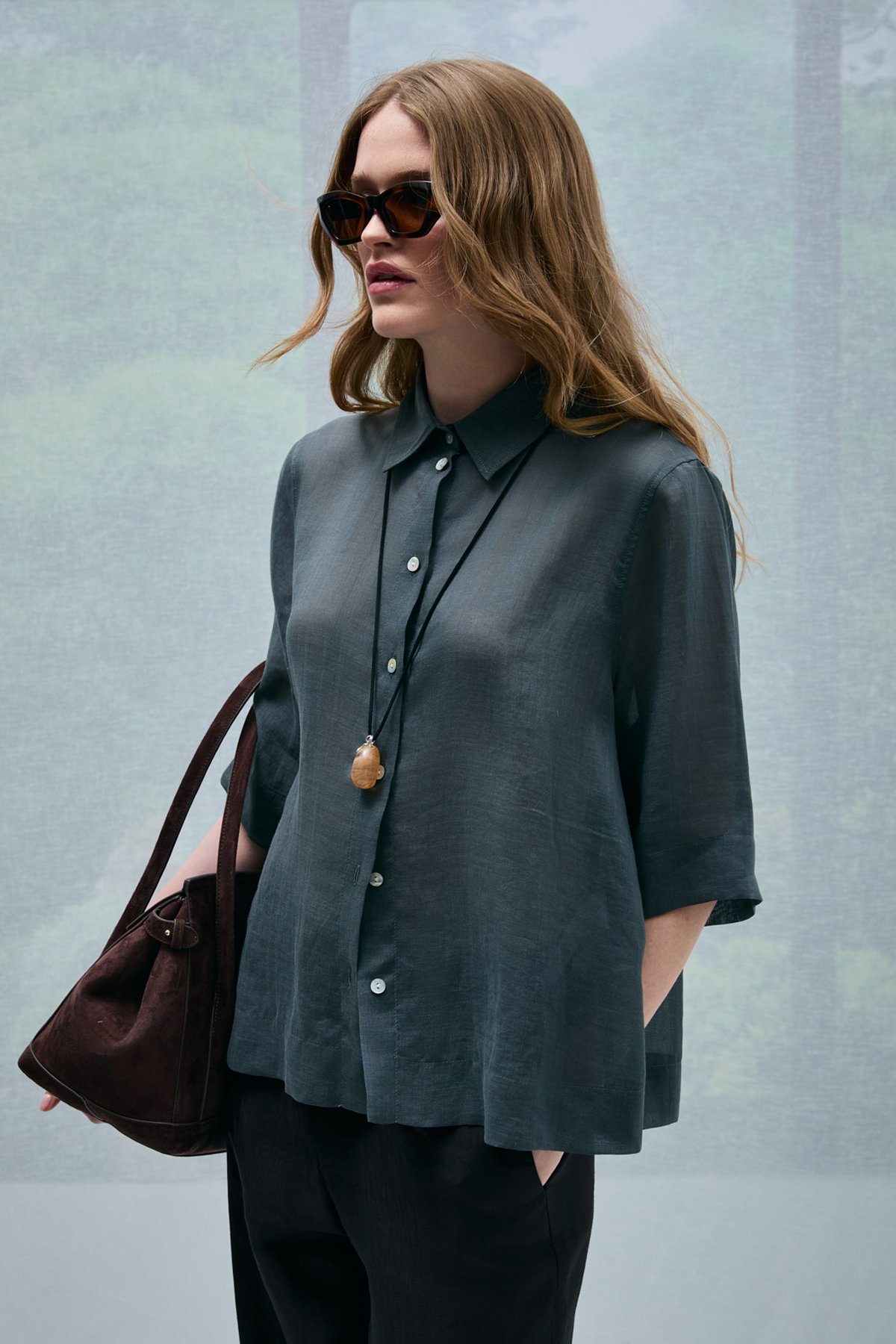 Hanna Kadın Gömlek Nefti Yeşil - Lufian (1)