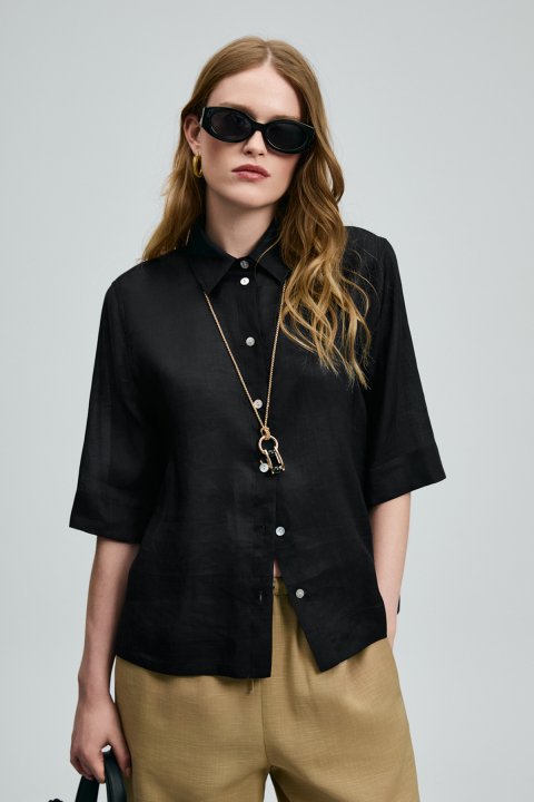 Hanna Women's Shirt Black - LUFIAN