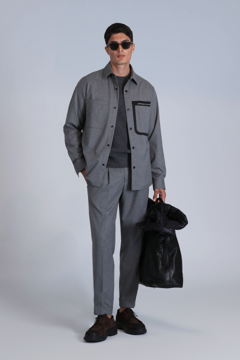 Hard Erkek Basic Gömlek Slim Fit Gri - Lufian (1)