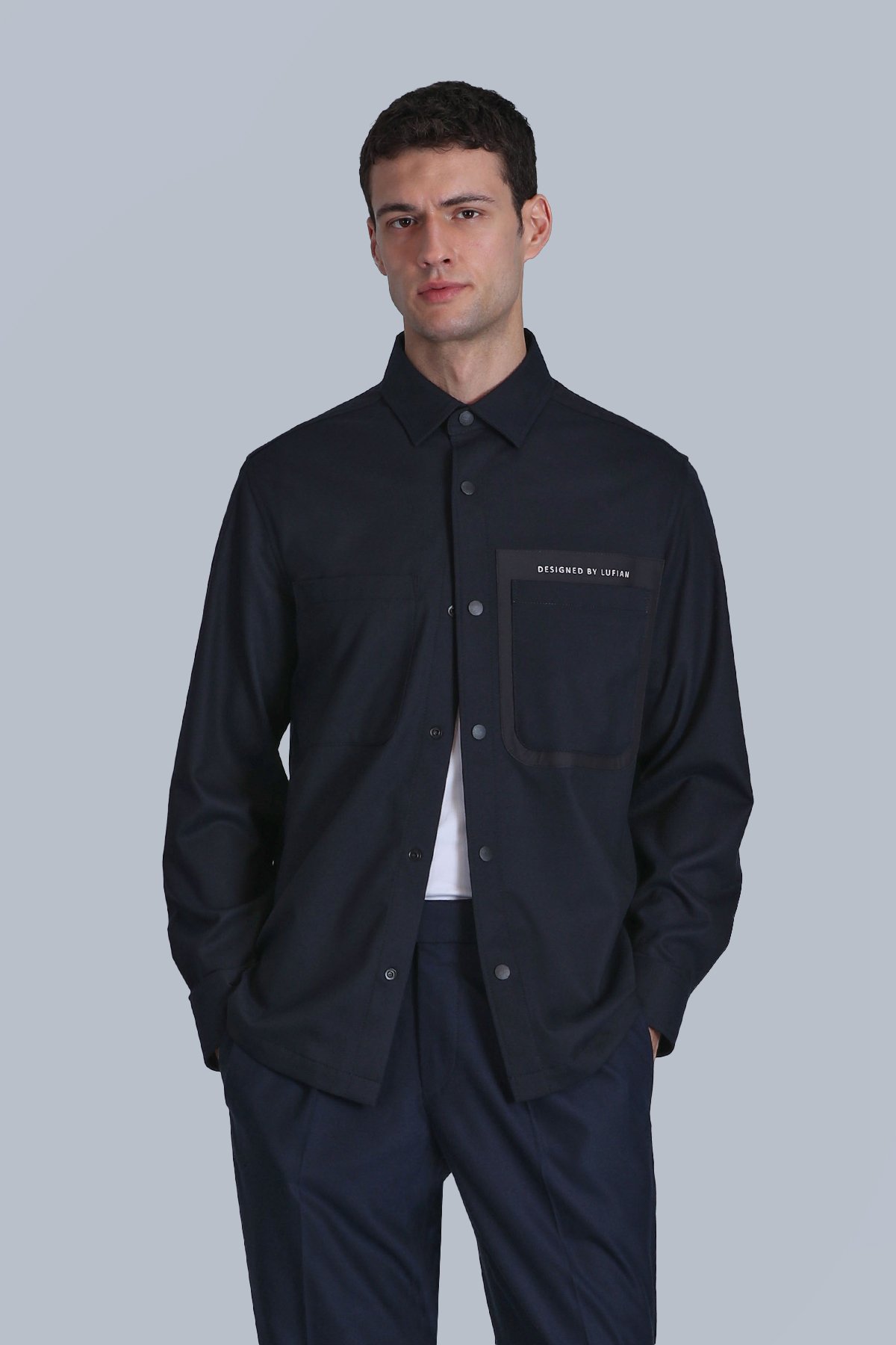 Hard Erkek Basic Gömlek Slim Fit Koyu Lacivert - Lufian