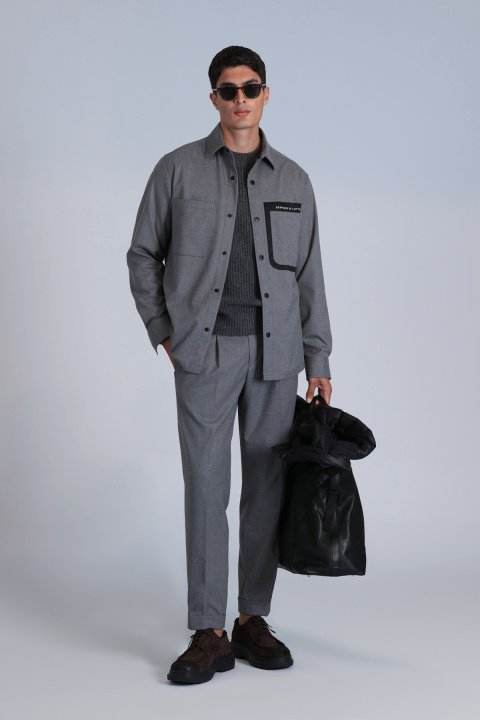 Hard Men's Basic Shirt Slim Fit Grey - Lufian (1)