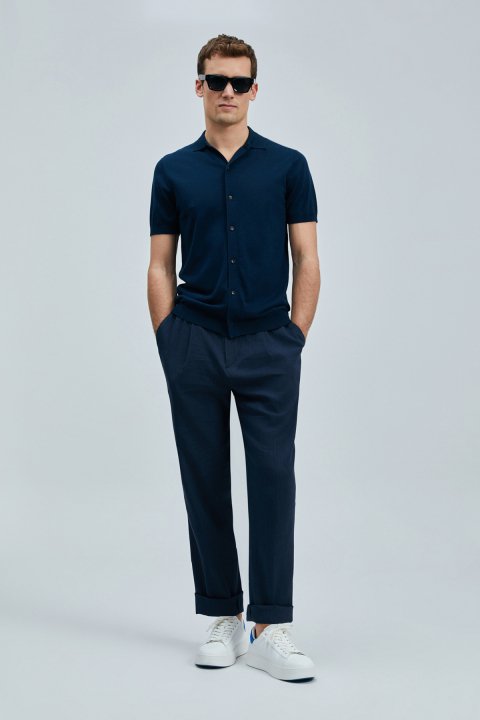 Hector Men's Modal Blend Sweater Navy Blue - Lufian