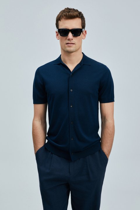 Hector Men's Modal Blend Sweater Navy Blue - Lufian (1)