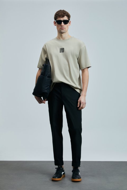 Helıx Modern Grafik T- Shirt Bej - Lufian