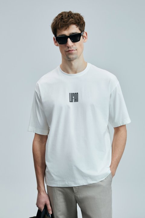 Helıx Modern Grafik T- Shirt Kırık Beyaz - Lufian (1)