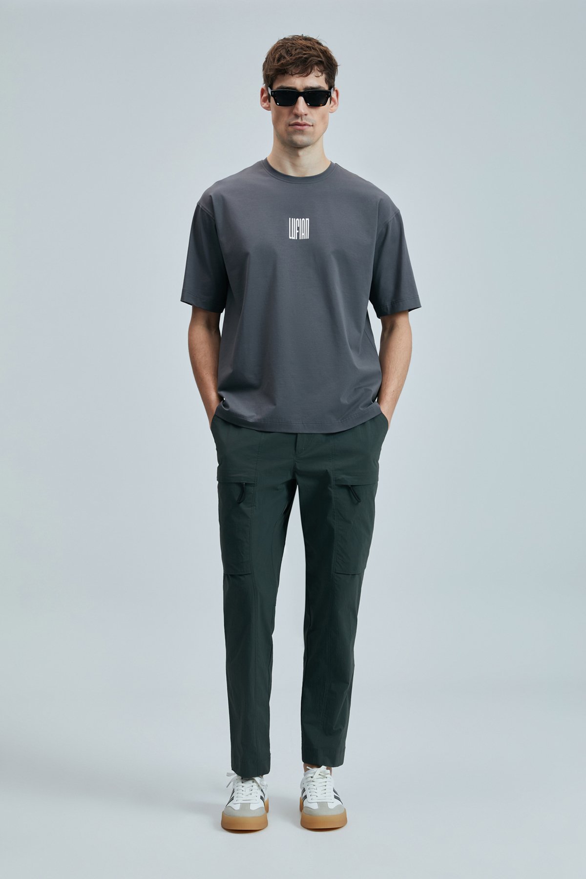 Helıx Modern Grafik T- Shirt Koyu Gri - Lufian