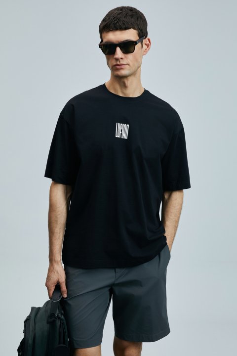 Helıx Modern Grafik T- Shirt Siyah - Lufian (1)