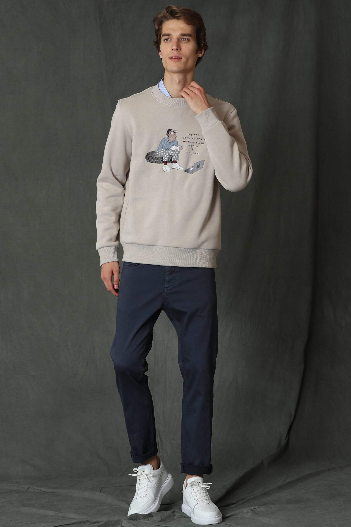 Helt Beş Cep Pantolon Slim Fit Lacivert - Lufian