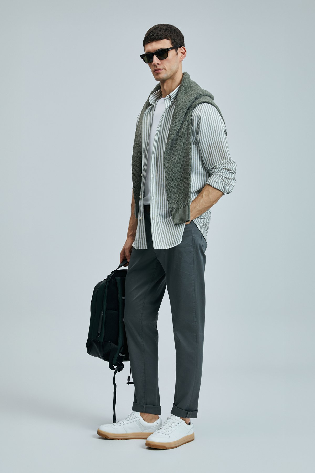 Helt Spor 5 Cep Erkek Pantolon Slim Fit Koyu Yeşil - Lufian (1)