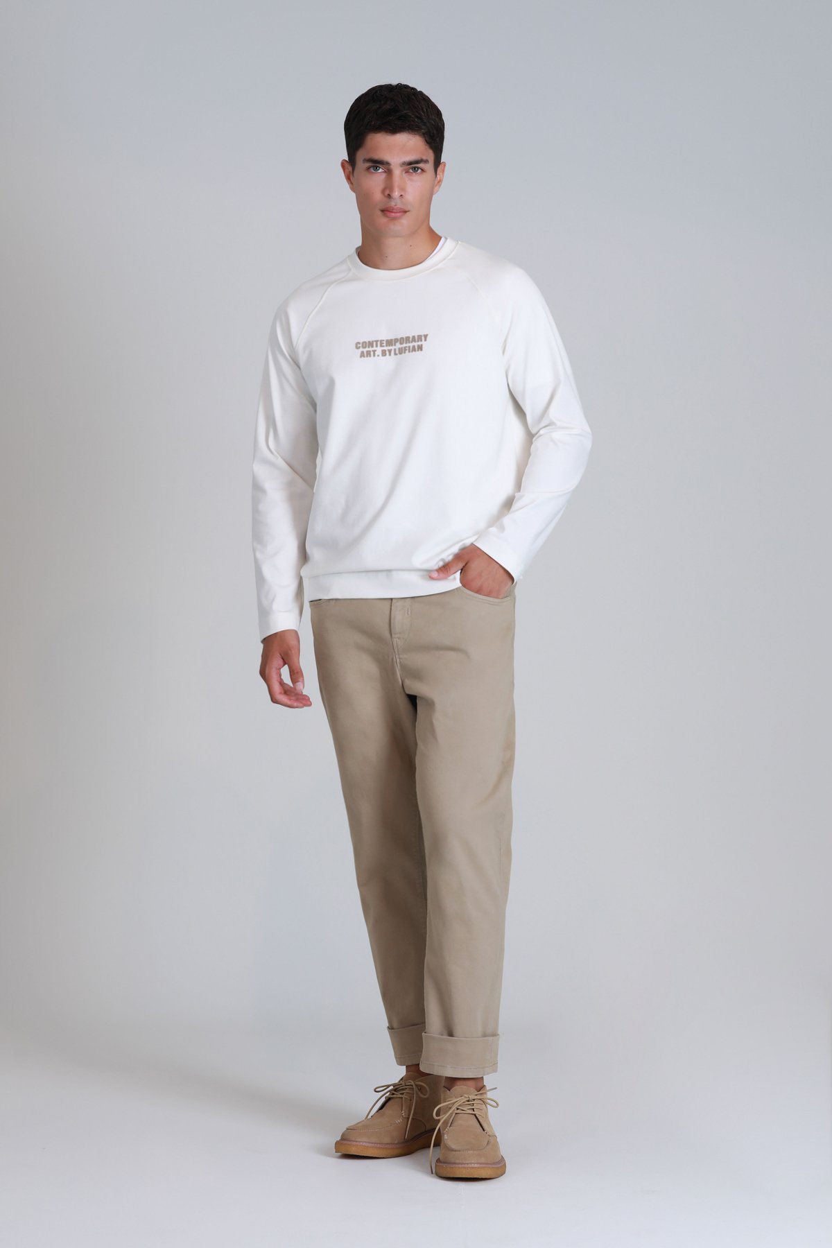 Helt Sports Men's Chino Pants Slim Fit Beige - LUFIAN