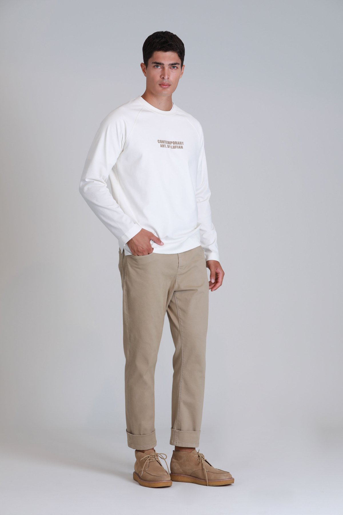 Helt Sports Men's Chino Pants Slim Fit Beige - LUFIAN (1)