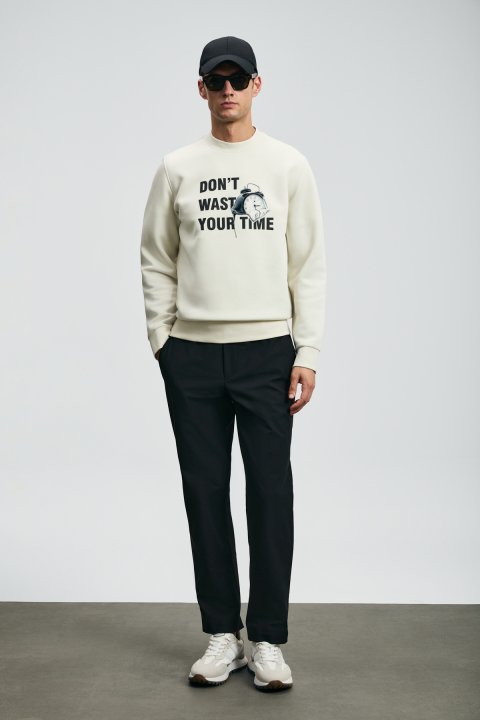 Henry Erkek Sweatshirt Kırık Beyaz - Lufian