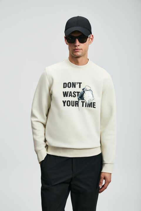 Henry Erkek Sweatshirt Kırık Beyaz - LUFIAN