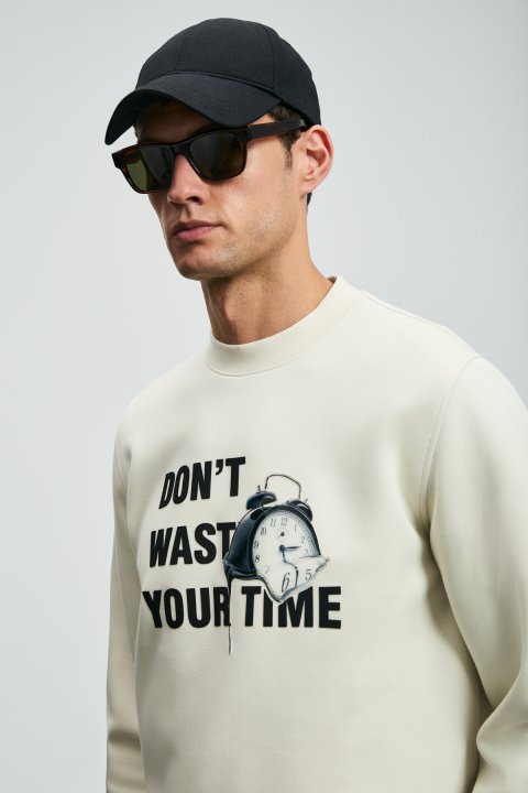 Henry Men's Sweatshirt Off White - LUFIAN (1)