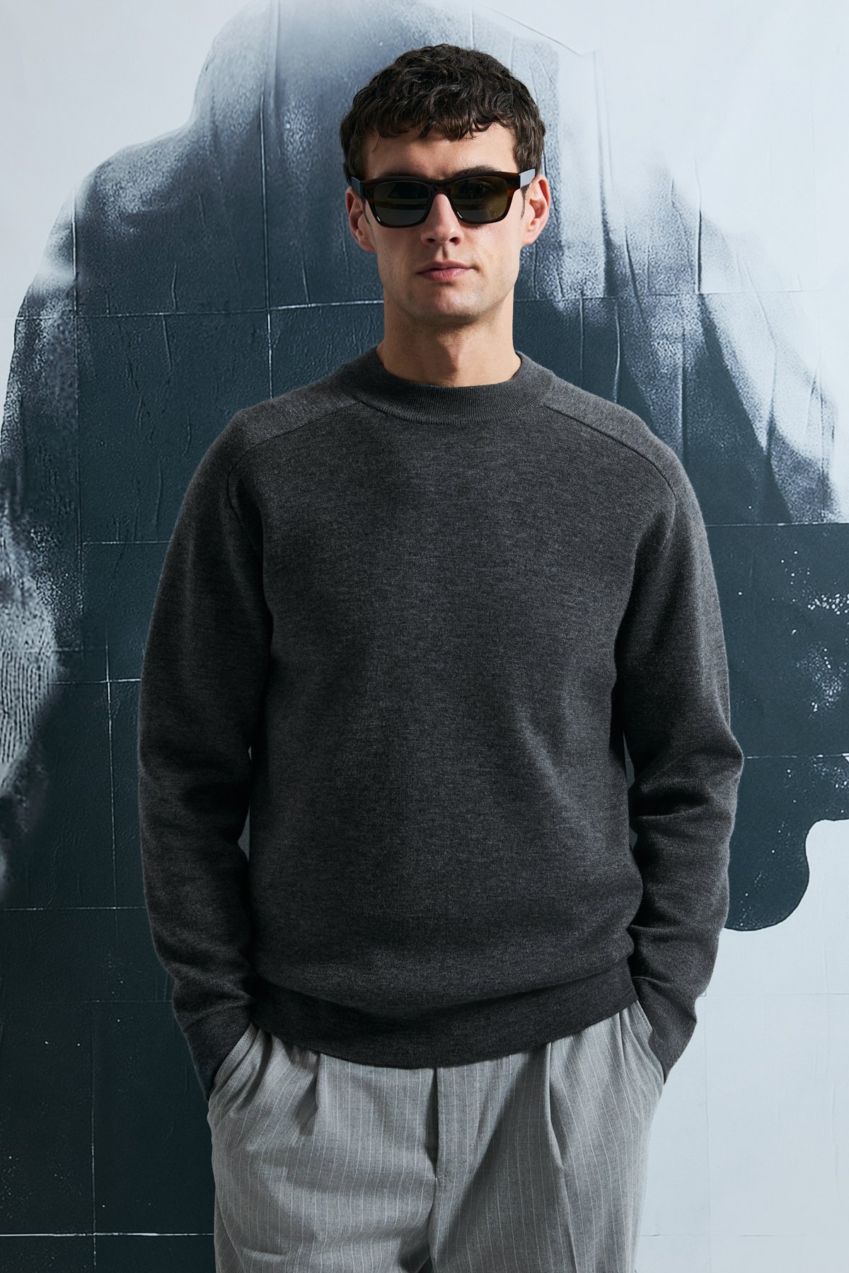 Herman Erkek Kazak Koyu Gri - Lufian