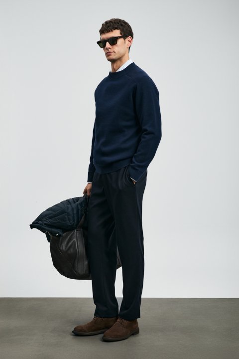 Herman Men's Sweater Navy Blue - Lufian (1)