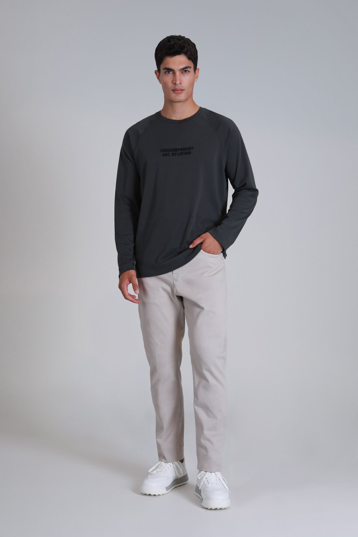 Holly Erkek Uzun Kol Tişört Haki - Lufian (1)