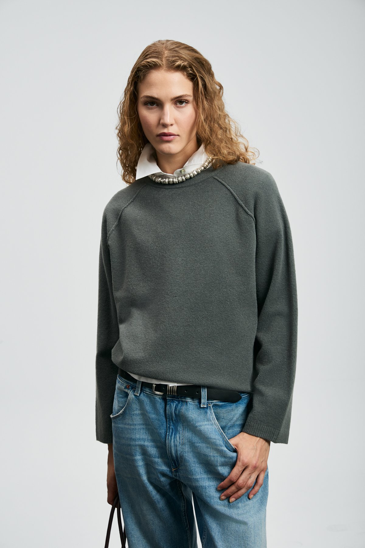 Holly Kadın Kazak Duman Yeşili - Lufian